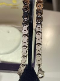 Silver tone stainless steel bike chain bracelet