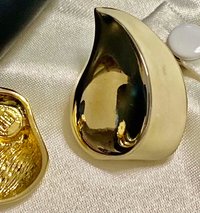 Vintage Gold and white enamel two tone Givenchy teardrop clip-on earrings
