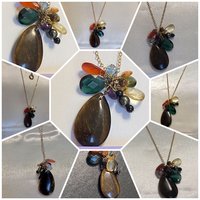 Vintage gold tone Ralph Lauren gem stones pendant necklace
