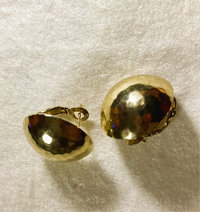 Rare Gold Tone Vintage Christian Dior Hammered Dome with Omega clips earrings.