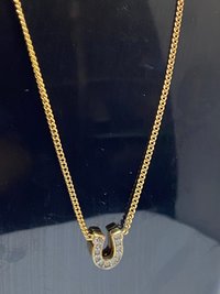 Rare authentic gold tone sparkly horseshoe  signed Juicy Couture
