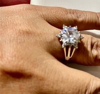 NVC snowflake rose cut encrusted in sparkly stones on silver band