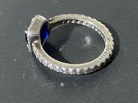 Authentic Pandora blue sapphire square clear zirconia halo ring