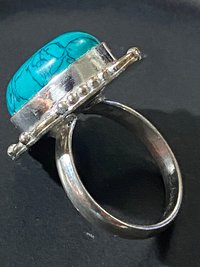 Large 925 Oval Red coral Art Nouveau statement ring