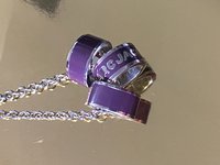 Marc By Marc Jacob - Purple metal ring as pendants on a long silver tone chain necklace
