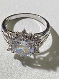 NVC snowflake rose cut encrusted in sparkly stones on silver band