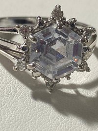 NVC snowflake rose cut encrusted in sparkly stones on silver band