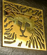 Anne Klein gold tone Lion Head square shaped Brooch