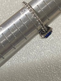 Authentic Pandora blue sapphire square clear zirconia halo ring