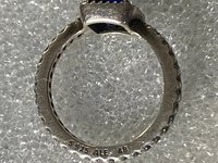Authentic Pandora blue sapphire square clear zirconia halo ring