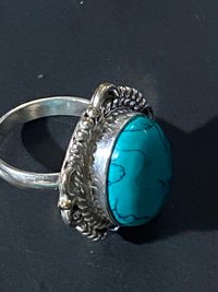 Large 925 Oval Red coral Art Nouveau statement ring