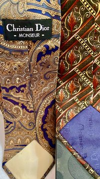 Christian Dior Monssieur Necktie, Vintage with beautiful brown tones Acanthus leaf patterns.