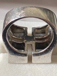 Sterling Metalsmith signed square framed light blue Topaz ring
