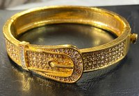 Sparkly Gold Plated Pave Belt Bangle