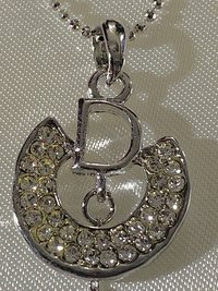 925 CD Dior Signed Pendant on Dainty Ball Chain Necklace