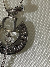 925 CD Dior Signed Pendant on Dainty Ball Chain Necklace