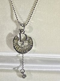 925 CD Dior Signed Pendant on Dainty Ball Chain Necklace