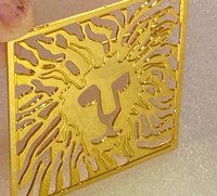 Anne Klein gold tone Lion Head square shaped Brooch