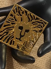 Anne Klein gold tone Lion Head square shaped Brooch
