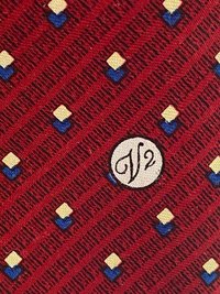 Red Versace V2 necktie with pattern squares