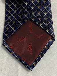 Blue  Ives St.Laurent neck tie with white and blak small geometric squares