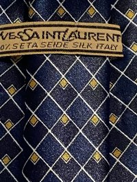 Blue  Ives St.Laurent neck tie with white and blak small geometric squares
