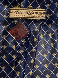 Blue  Ives St.Laurent neck tie with white and blak small geometric squares