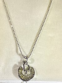 925 CD Dior Signed Pendant on Dainty Ball Chain Necklace