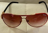 Vintage Red Aviators Designer Sunglasses and Leather Case