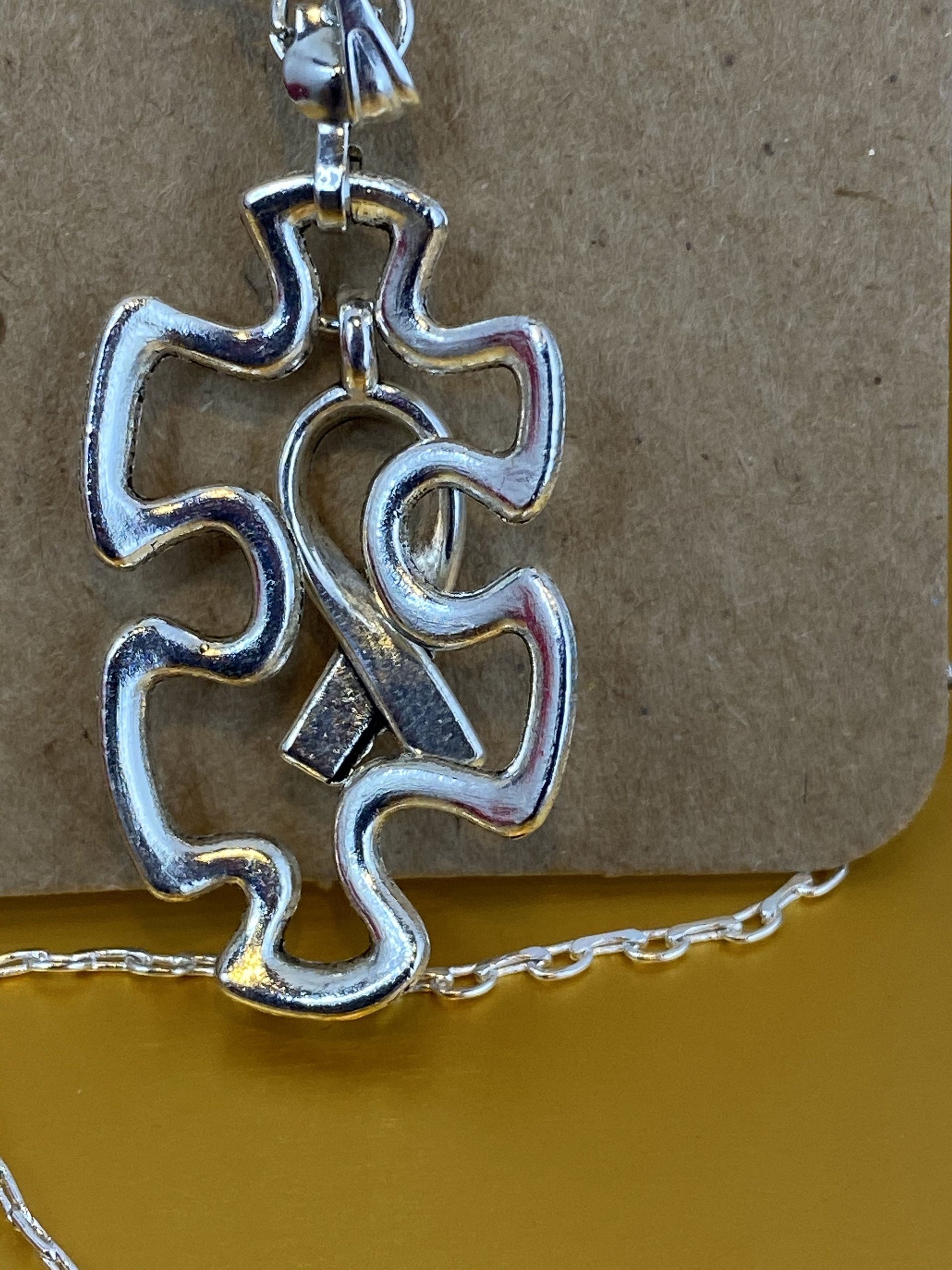 Silver Autism and hope awareness puzzle