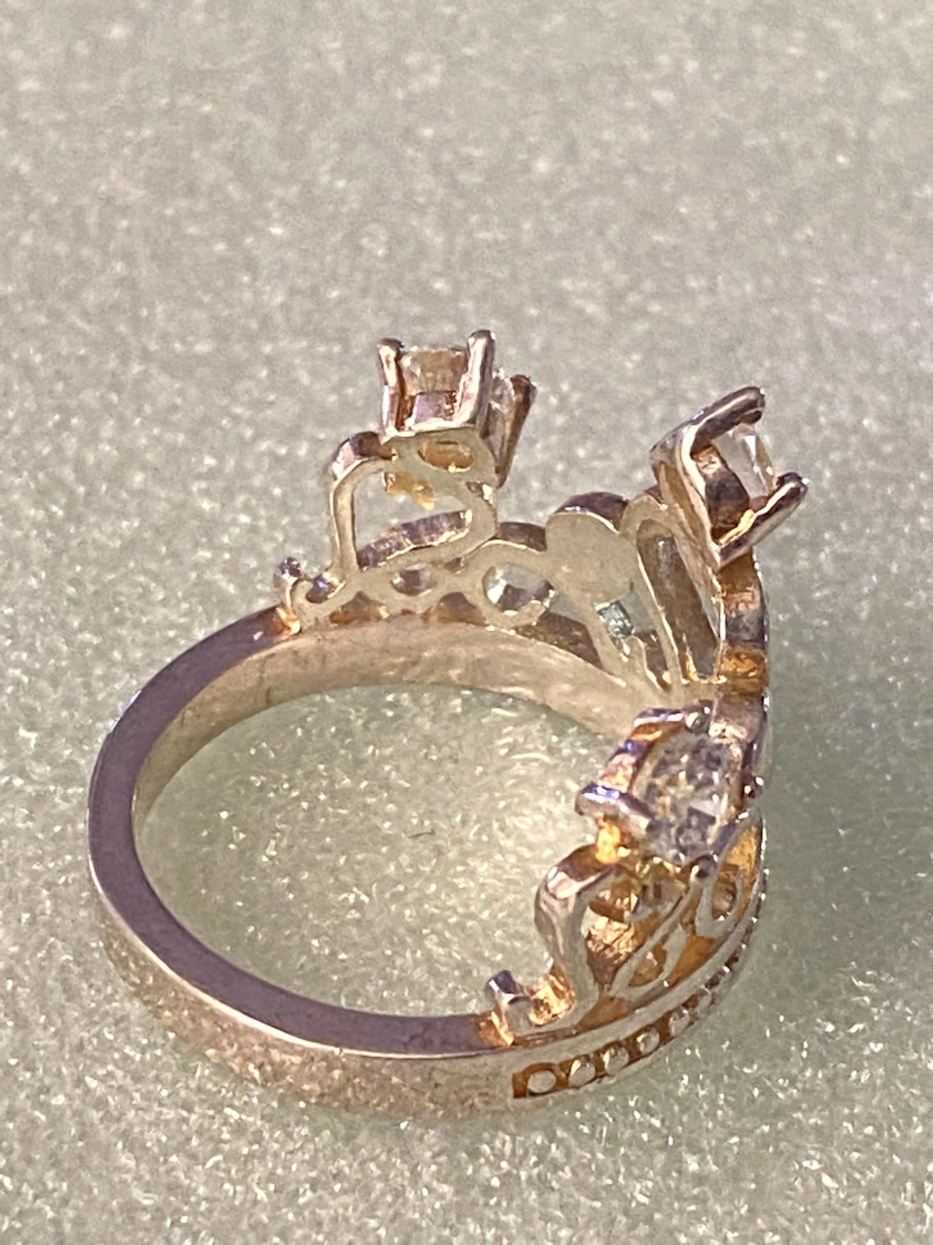 925 stamped Princess heart cubic zirconia ring