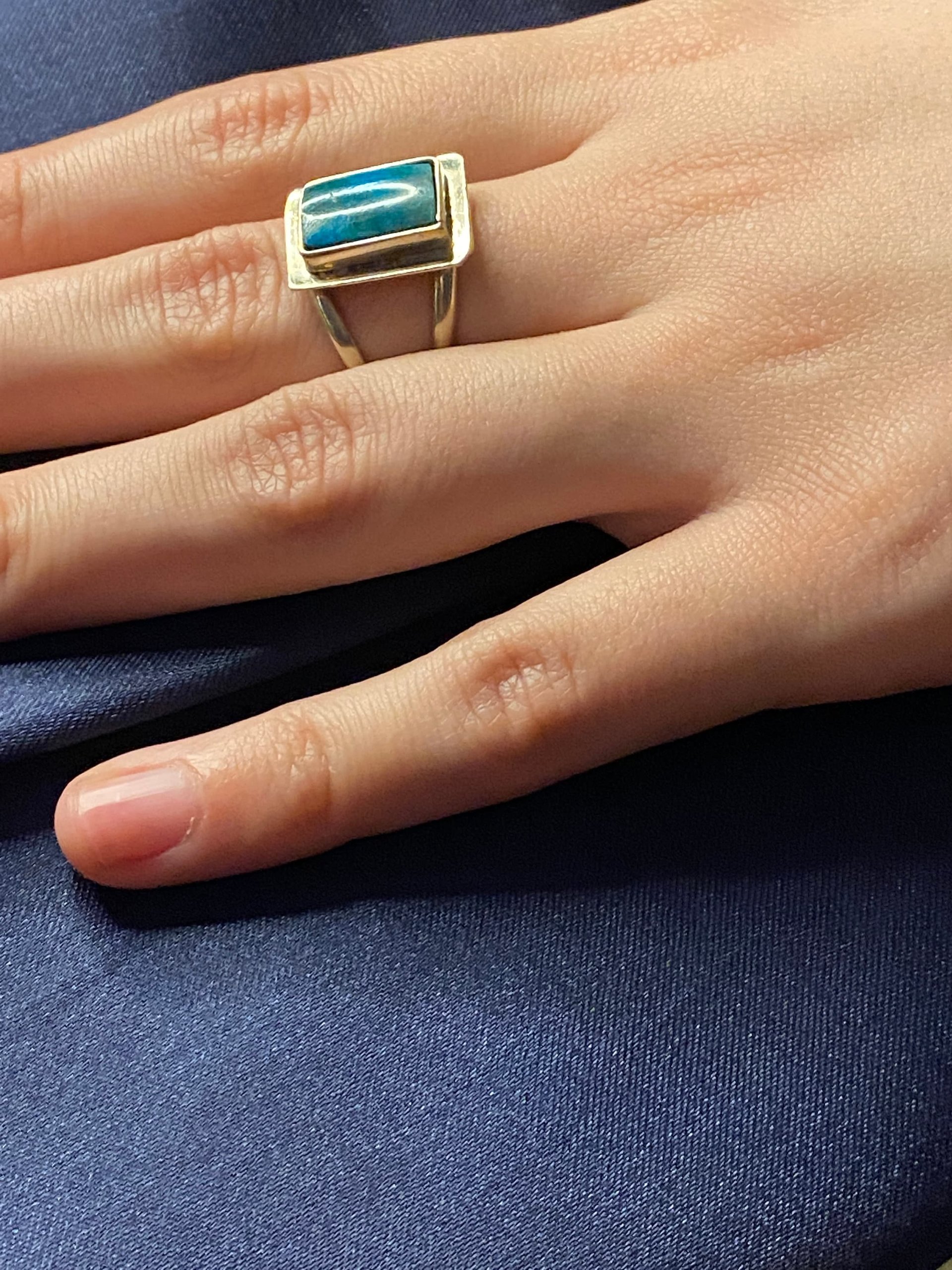 Adjustable Silver Turquoise Stone Ring