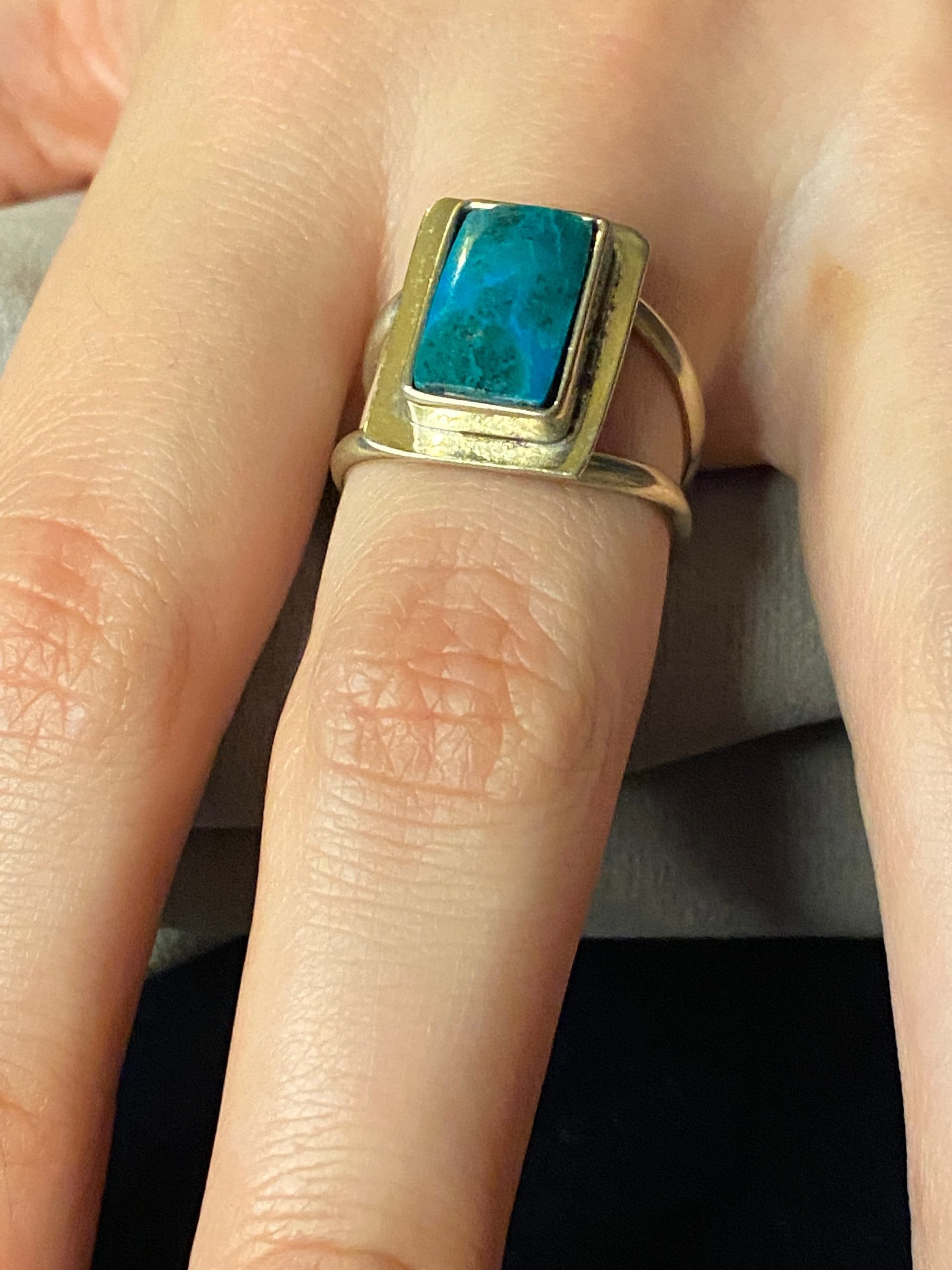 Adjustable Silver Turquoise Stone Ring