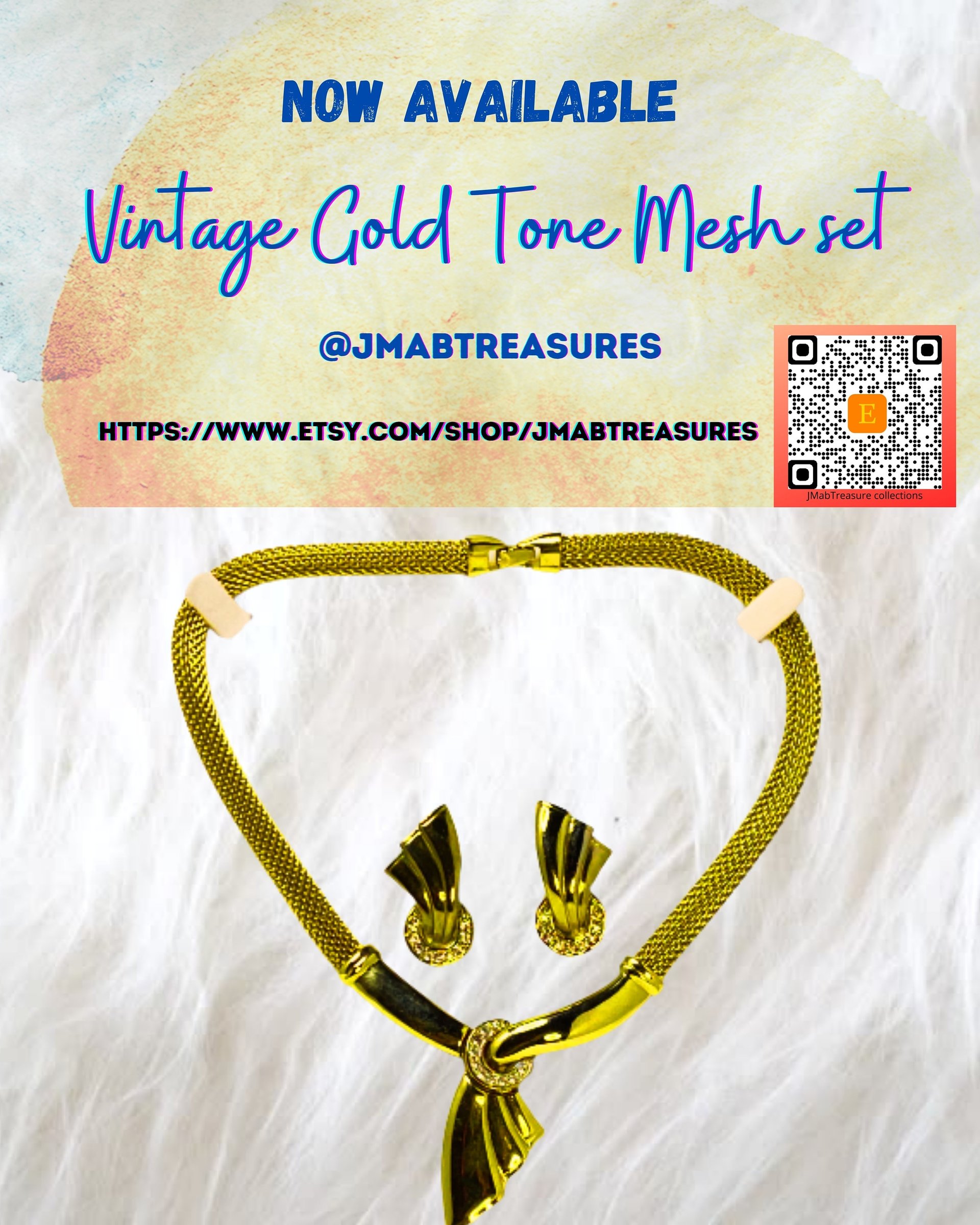 Vintage Gold Tone Mesh and Clip-on Earring set