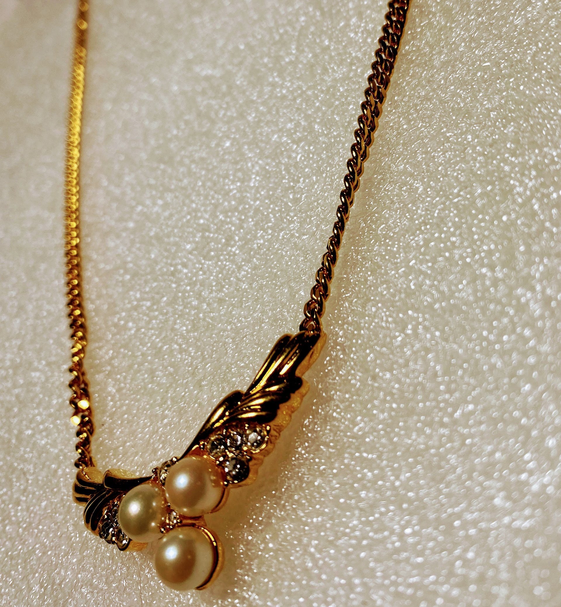 Gold Tone Vintage Style Signed Vendome Faux Pearl Necklace