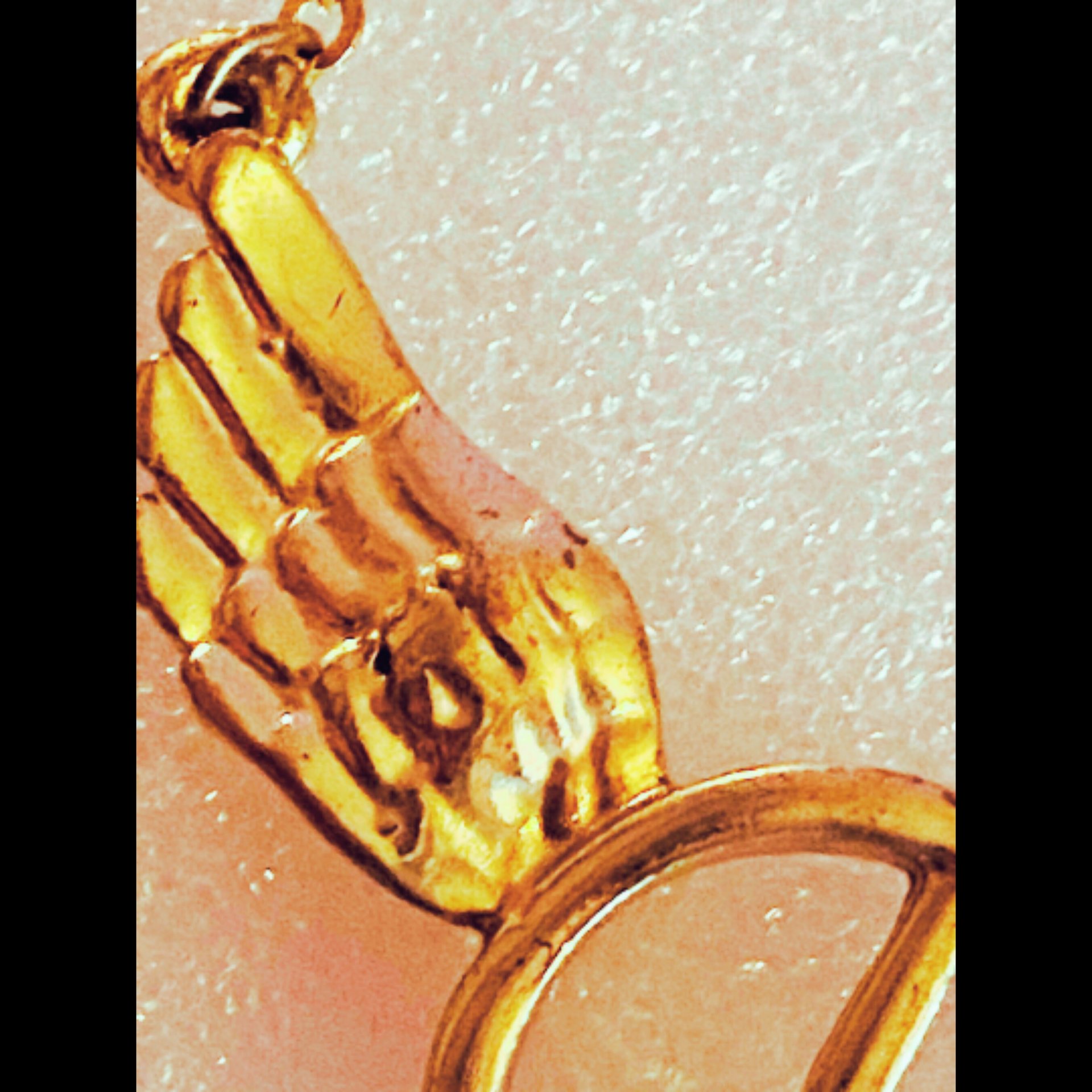 Gold Toned Wings Peace Sign Necklace