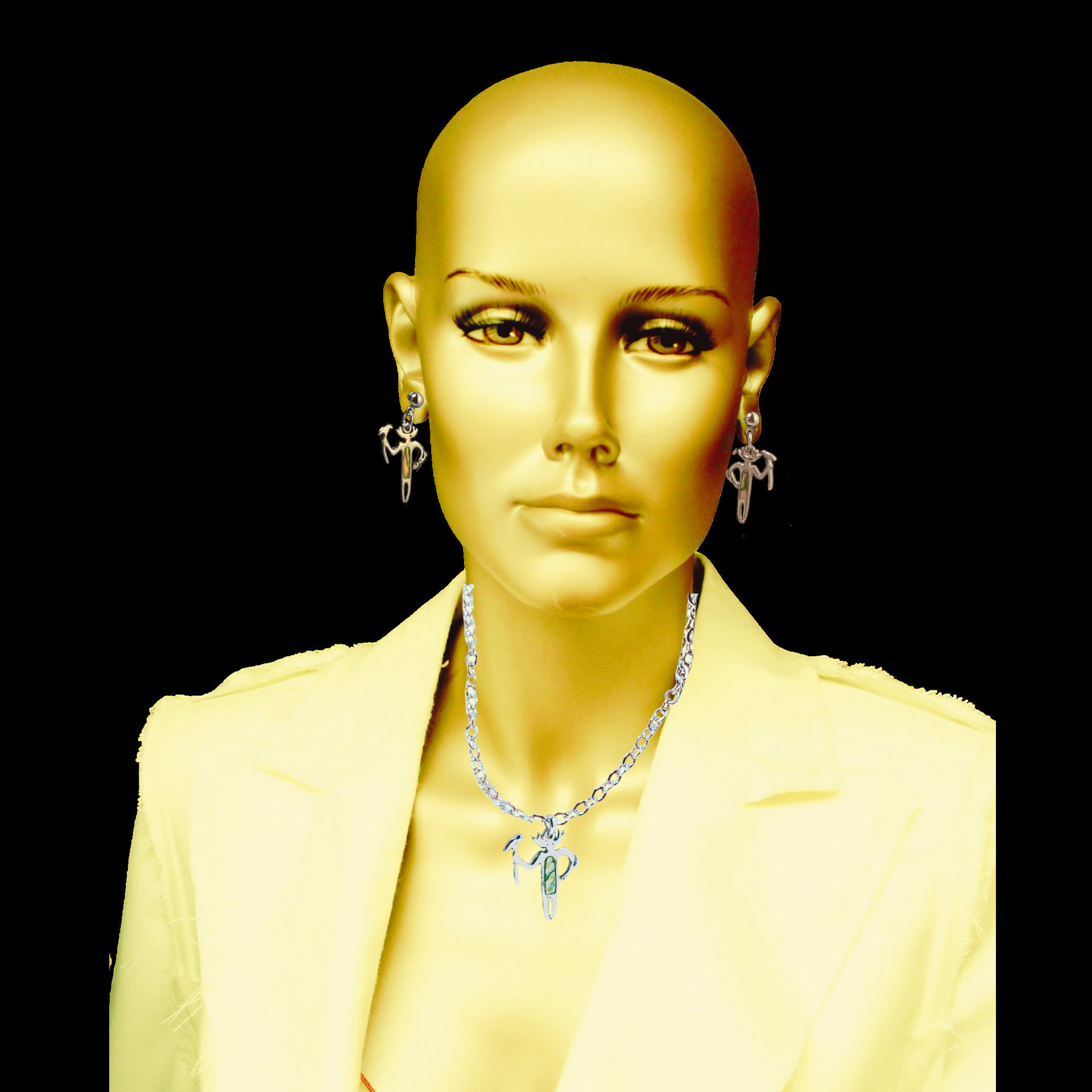 Silver Glacier Pearle Shaman Pendant and Matching Earrings