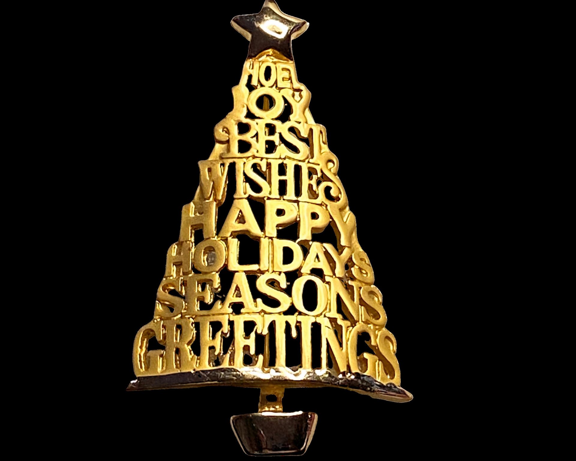 Gold toned Holiday Christmas tree brooch