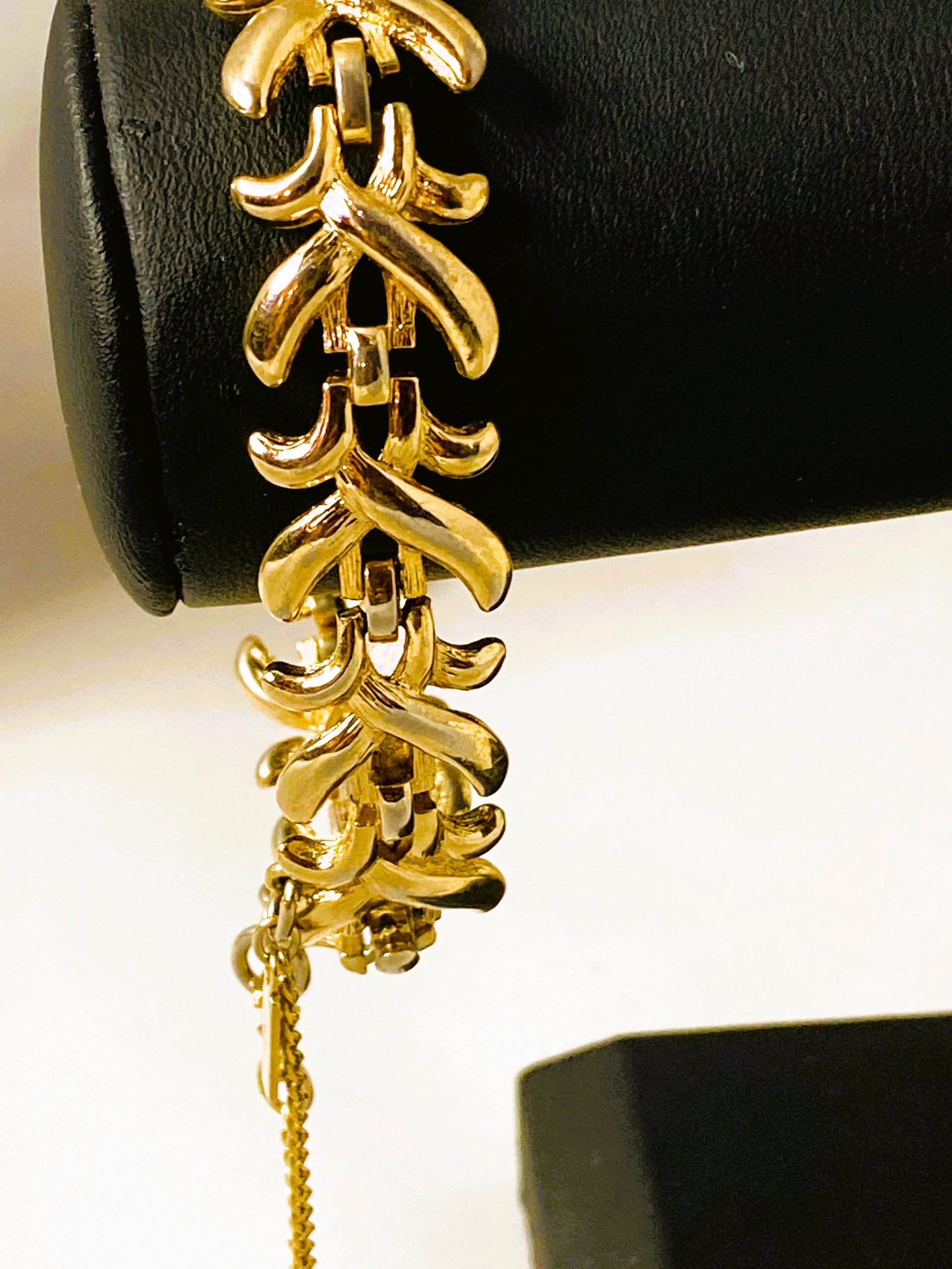 Vintage Signed Monet Gold Tone Metal Bracelet