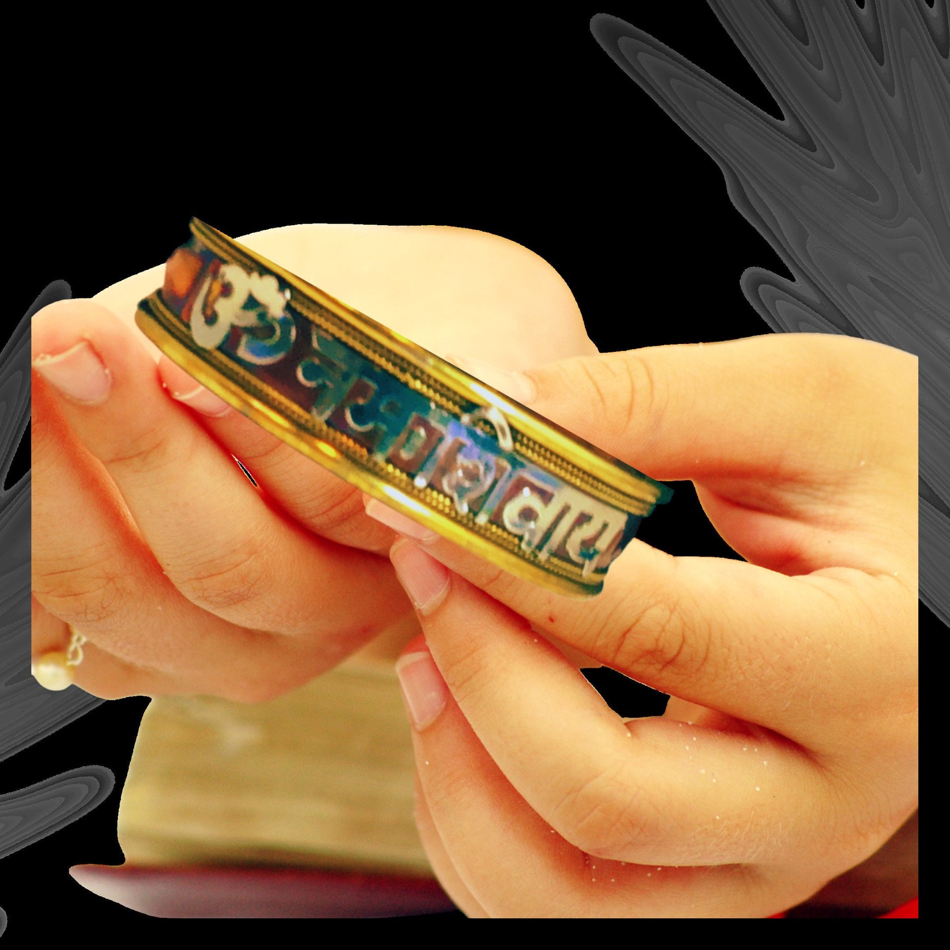 Multi color mantra statement cuff.