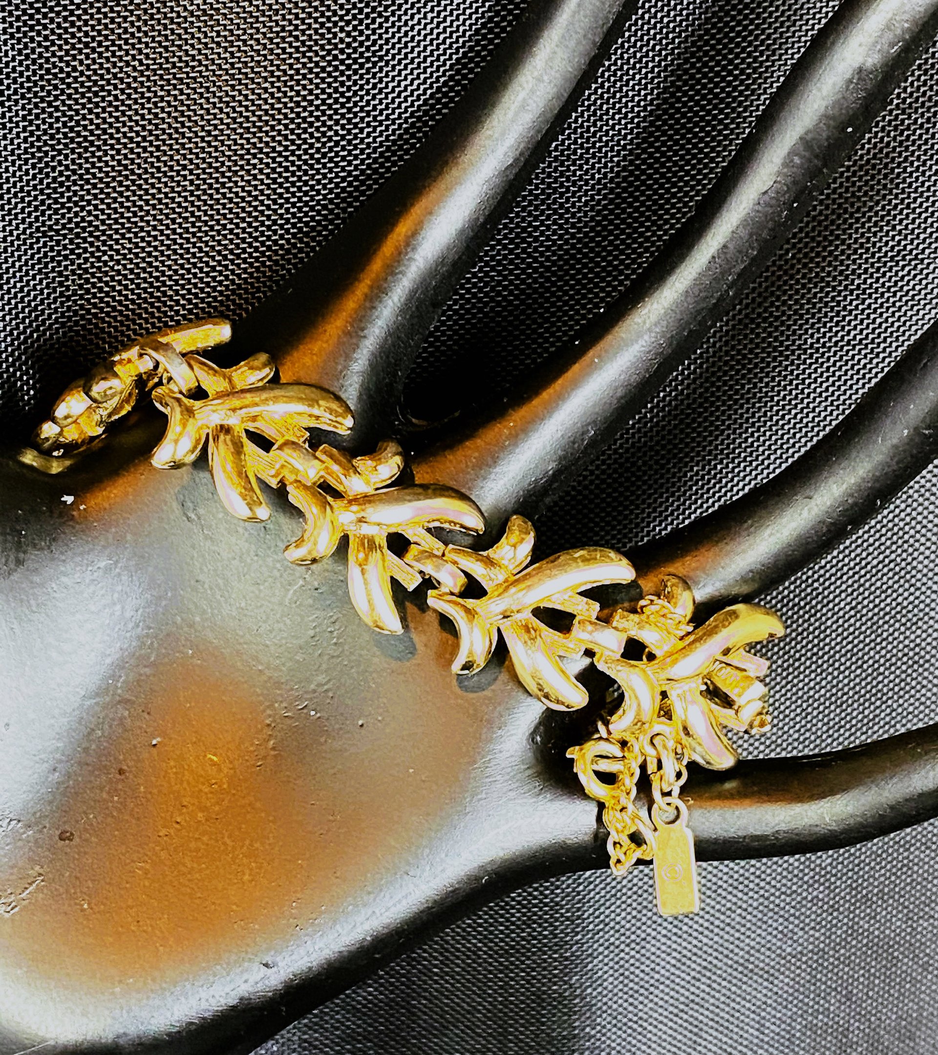 Vintage Signed Monet Gold Tone Metal Bracelet