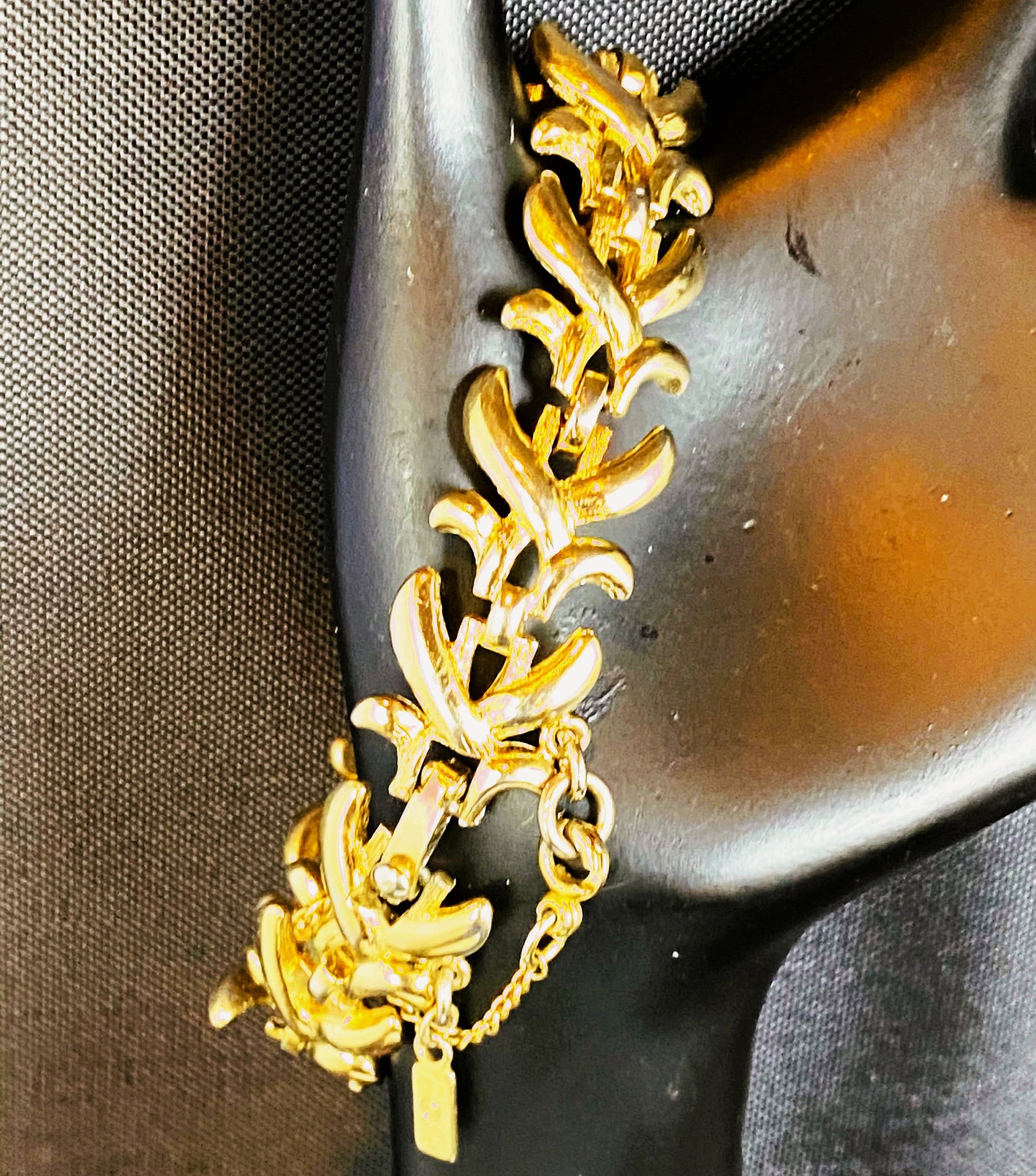 Vintage Signed Monet Gold Tone Metal Bracelet