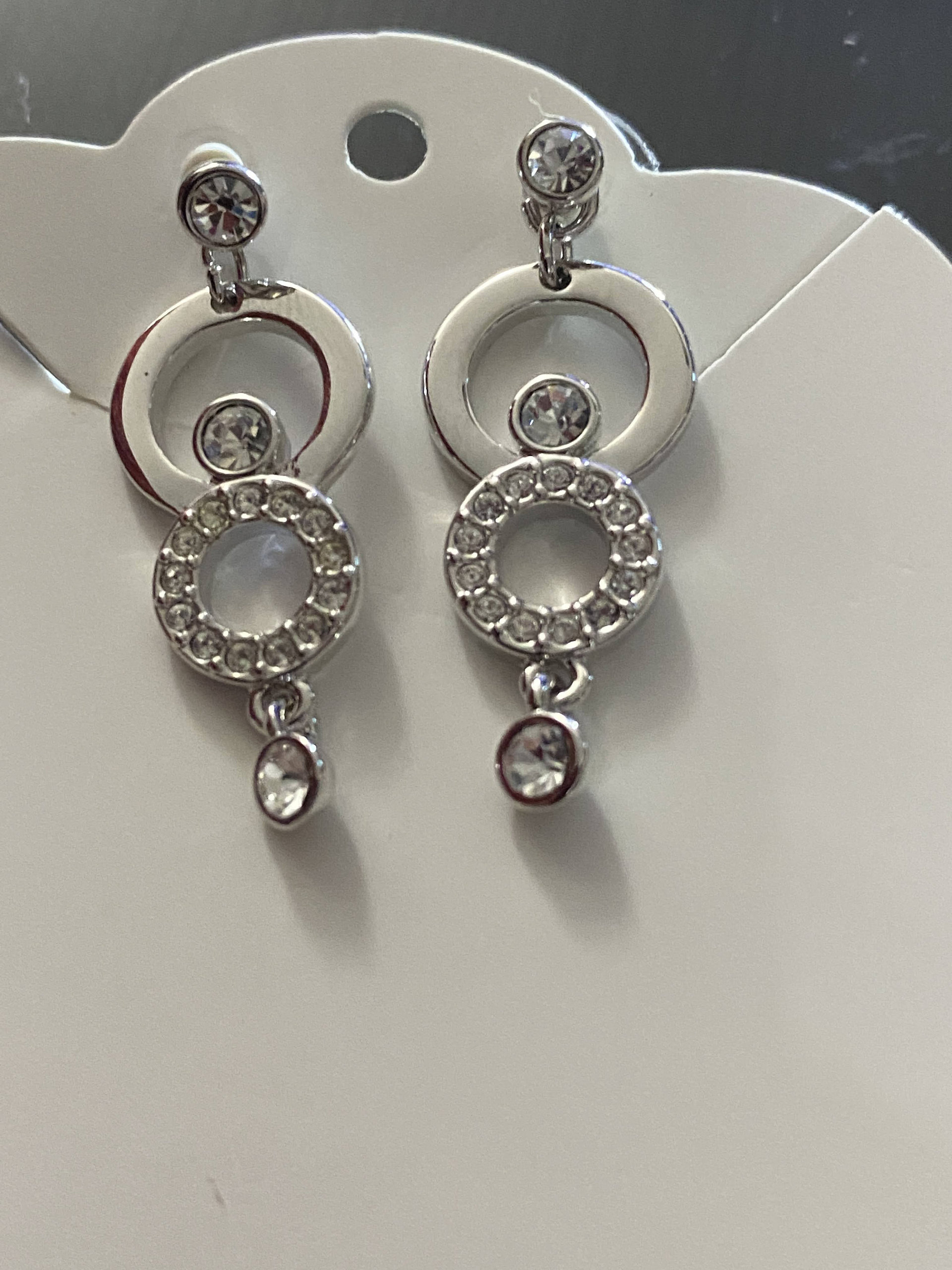 Authentic Swarovski Signed Logan Golden Shadow Bangle Bracelet and Rhodium-plated Circles Masquerade Pendant Pierced Earrings set.