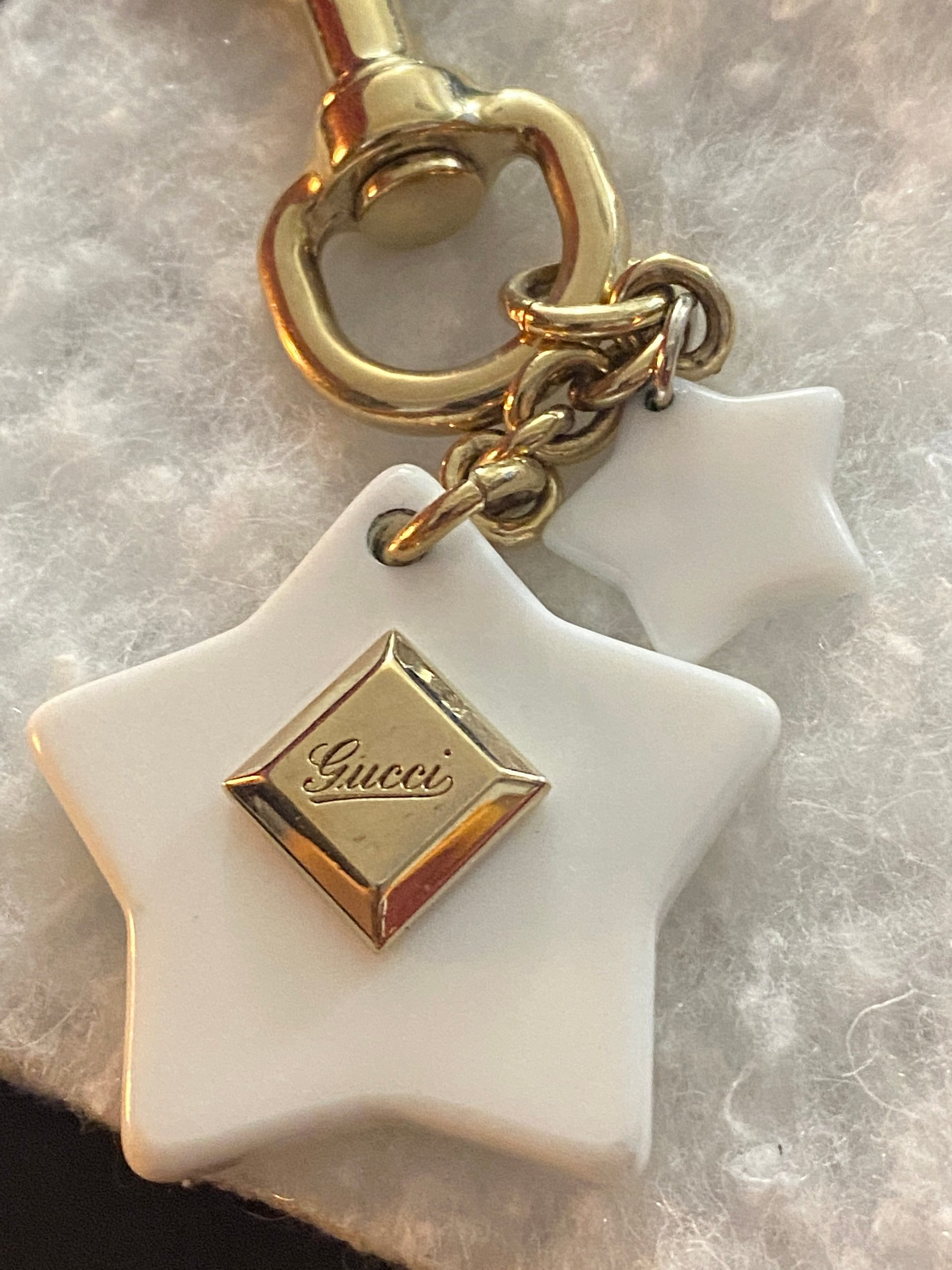 Vintage GUCCI Authentic Interlocking star form Key Keyholder Key Ring Bag Charm.