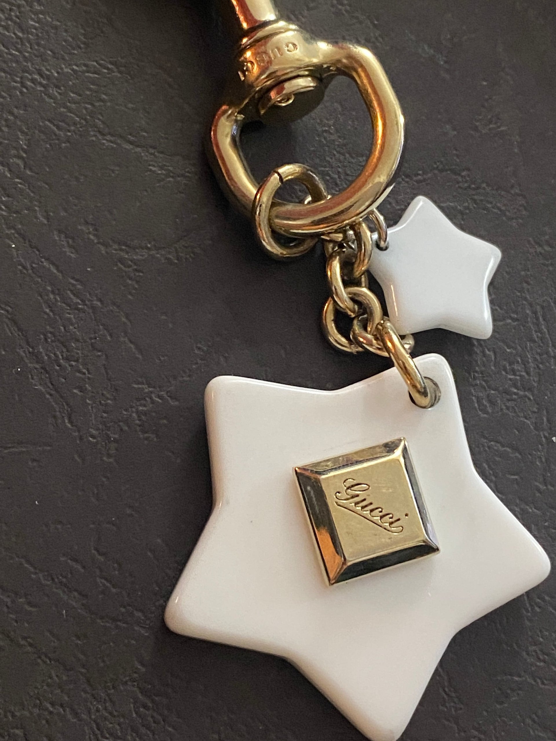 Vintage GUCCI Authentic Interlocking star form Key Keyholder Key Ring Bag Charm.