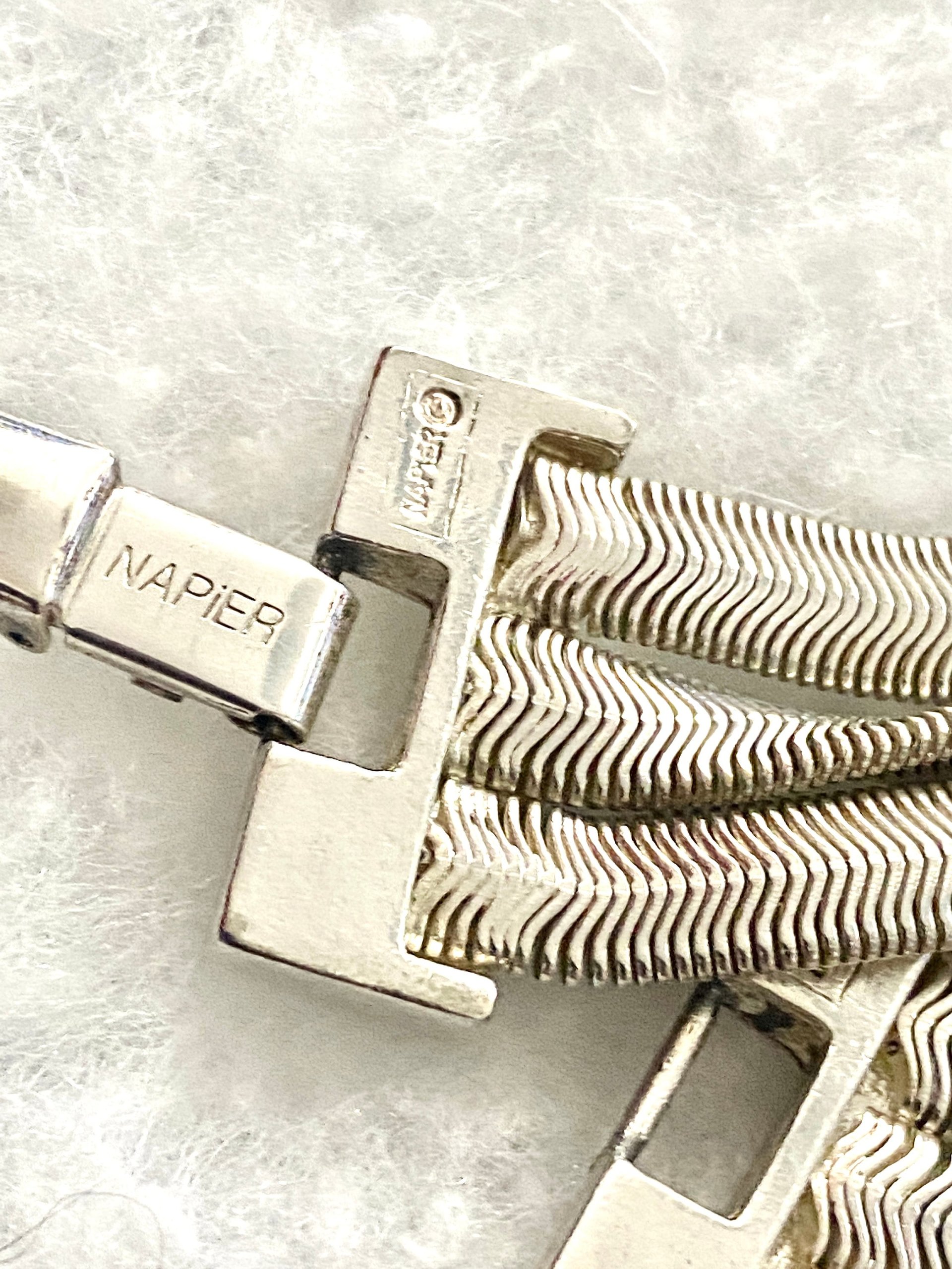 Vintage Napier Thick Silver multi strand Herringbone Bracelet