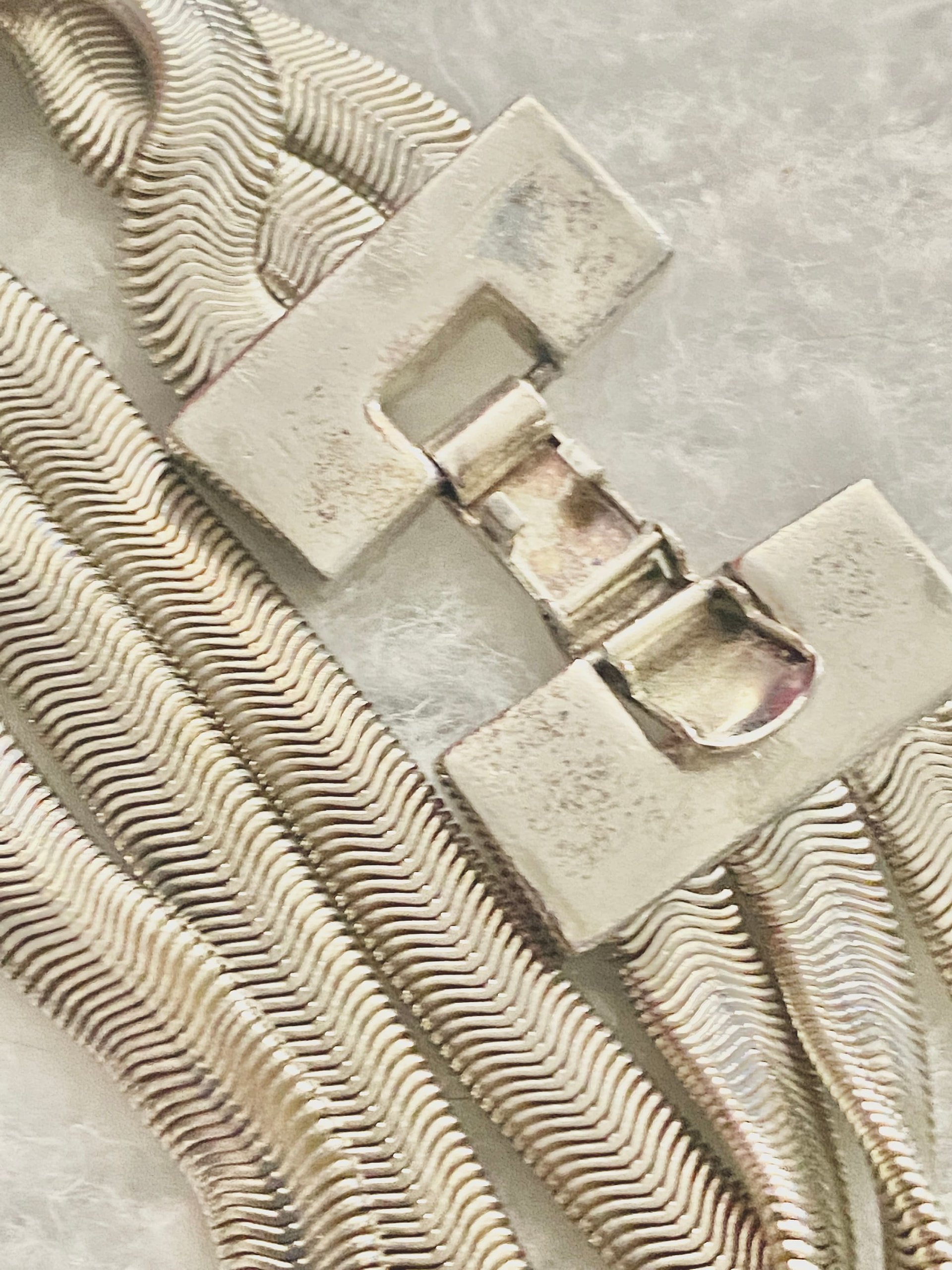 Vintage Napier Thick Silver multi strand Herringbone Bracelet