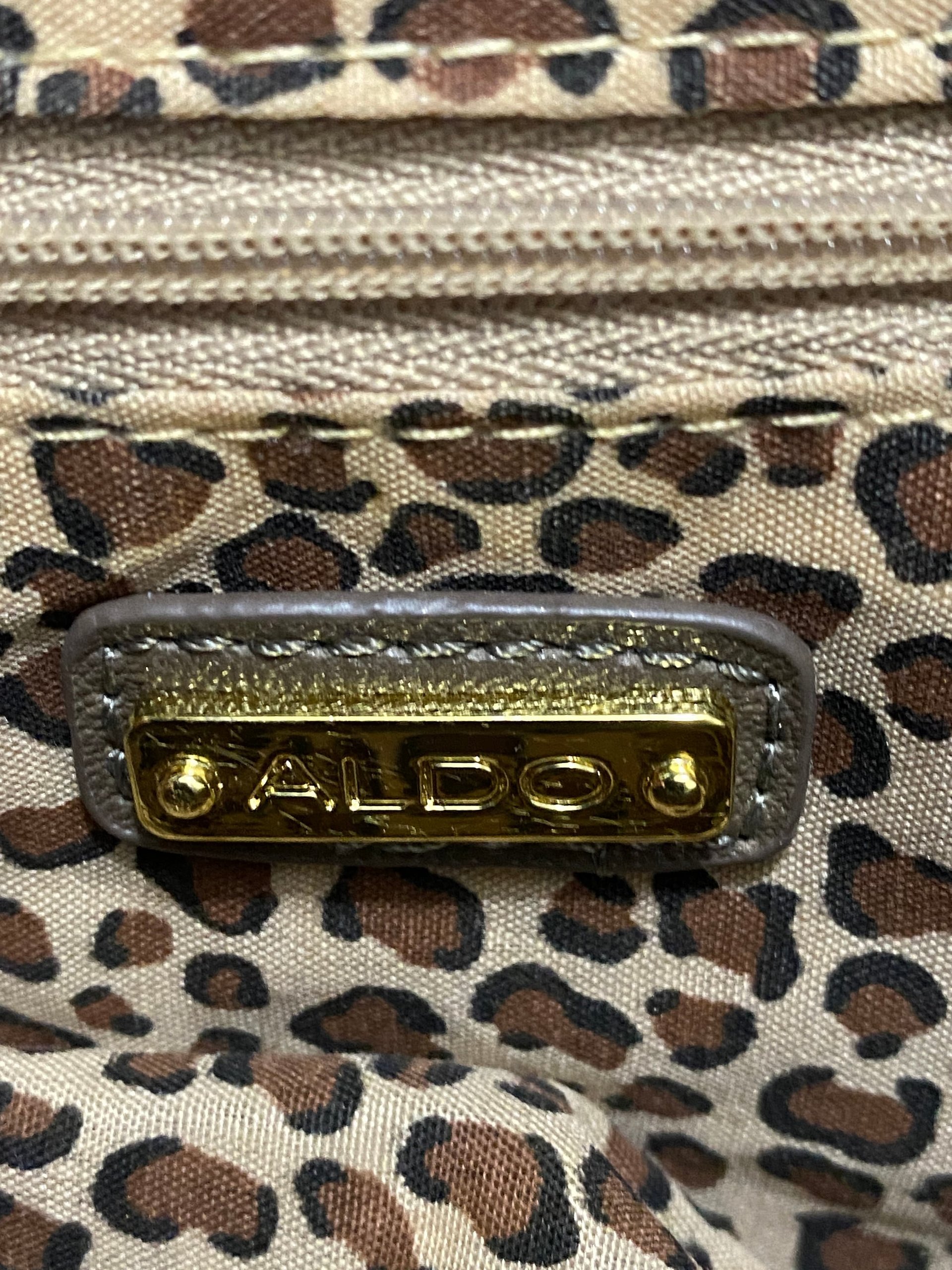 Aldo Taupe Spacious Handbag Purse with Faux Fur & Tassels