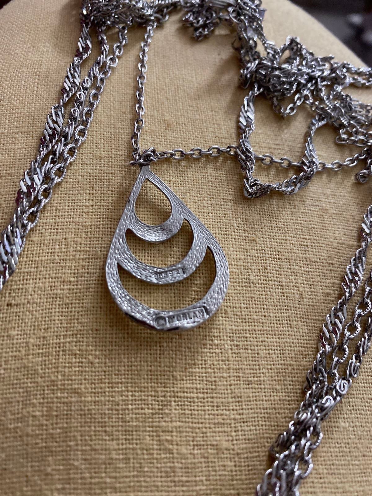 Silver Tone Vintage D'Orlan Multi Chain Statement Necklace