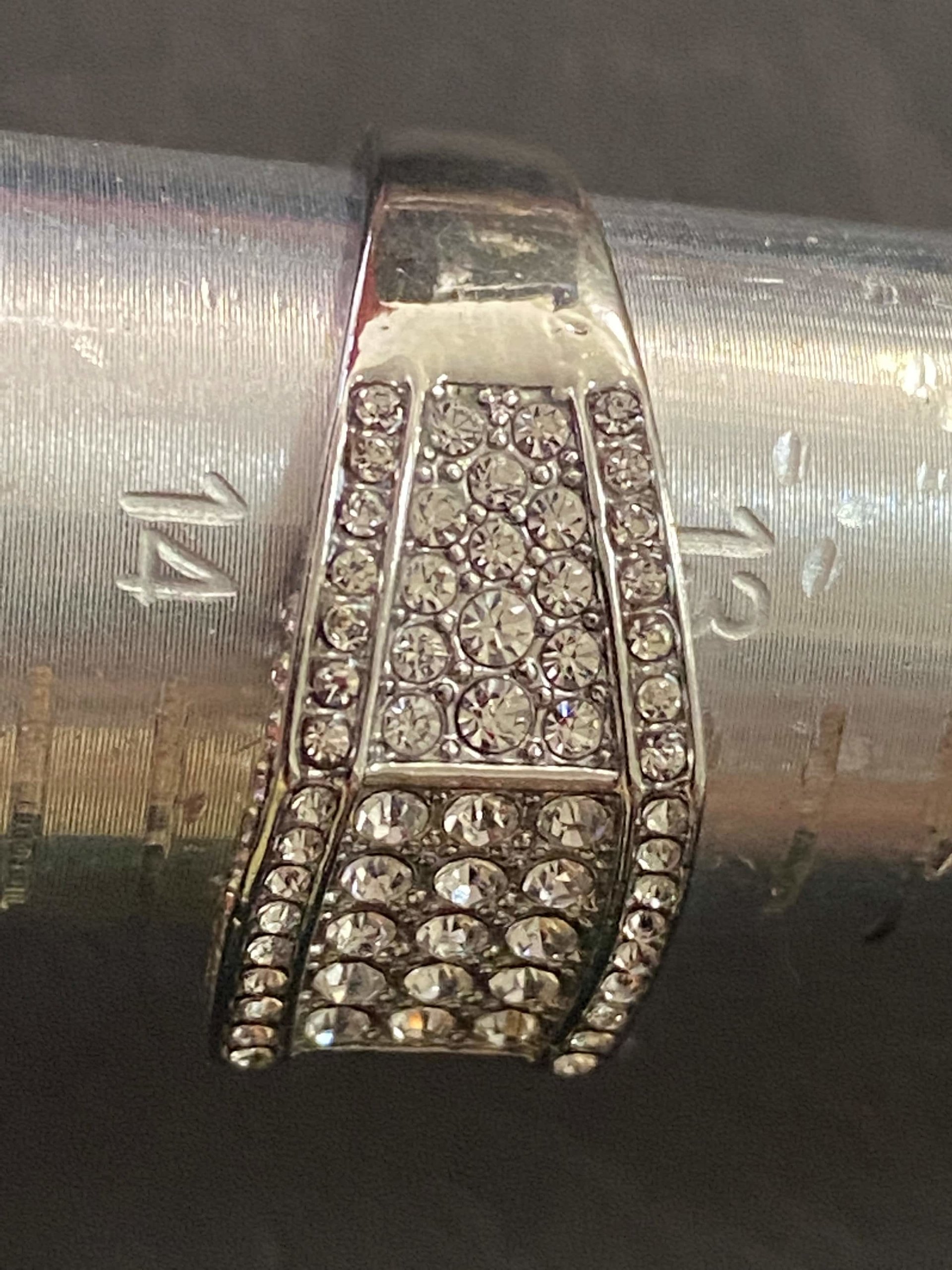 Large  Sparkly Zirconiums Pave on a silver band